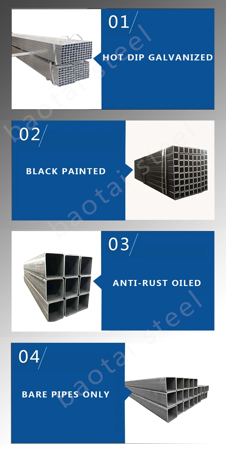 50X50 Square Steel Tube Price, 20X20 Black Annealing Square Rectangular Steel Tube, 40*80 Rectangular Steel Hollow Section